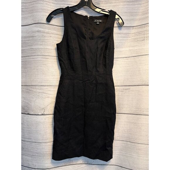 J.Crew Black Linen Blend Sleeveless Sheath Dress 00P - Picture 1 of 5
